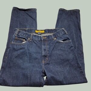 Real Ranch Mens Cowboy Jeans 33x30 Dark Wash Straight Leg Denim Blue